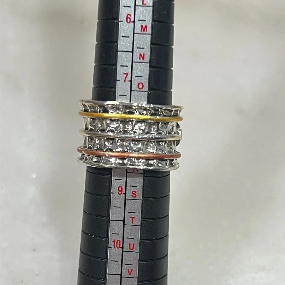 Silver and Gold Ring with Blue Turquoise Stone
